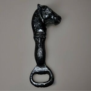 Horse Head Black Cast Iron Bottle Opener 5" Two Sided Time Worn Paint Charming